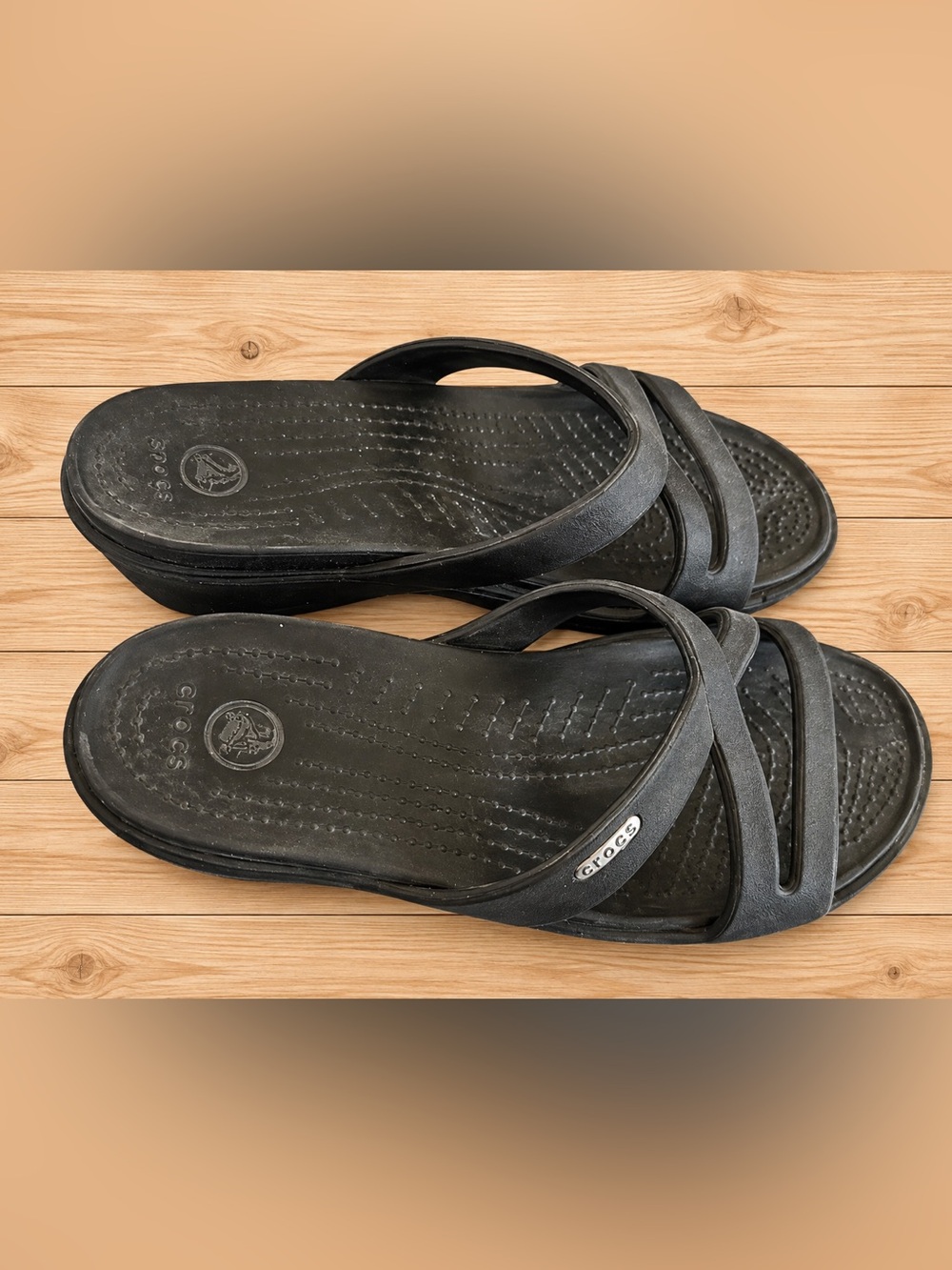 CROCS Women’s Black Dual‑Strap Slide Sandals